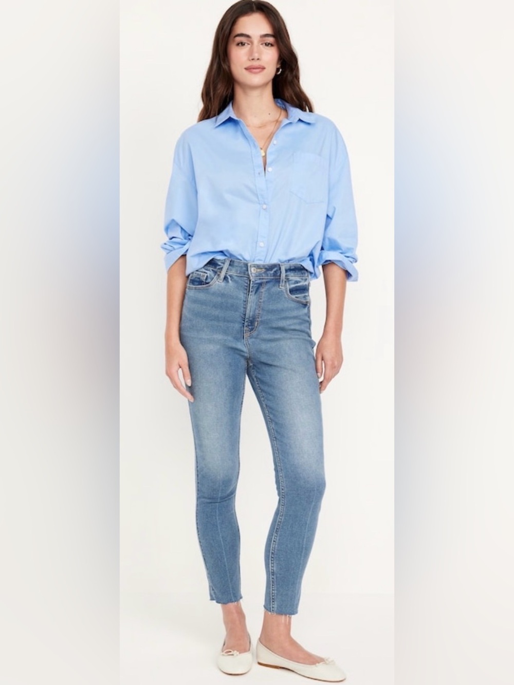 Old Navy Rockstar Super High Rise Skinny Stretch Raw Hem Jeans Size 8 Light Wash